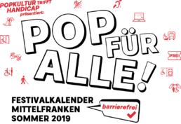 Das Titelbild der POP FÜR ALLE Kampagne 2019. Festivalkalender für Mittelfranken